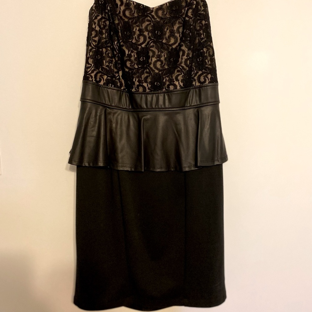 Torrid black peplum strapless dress